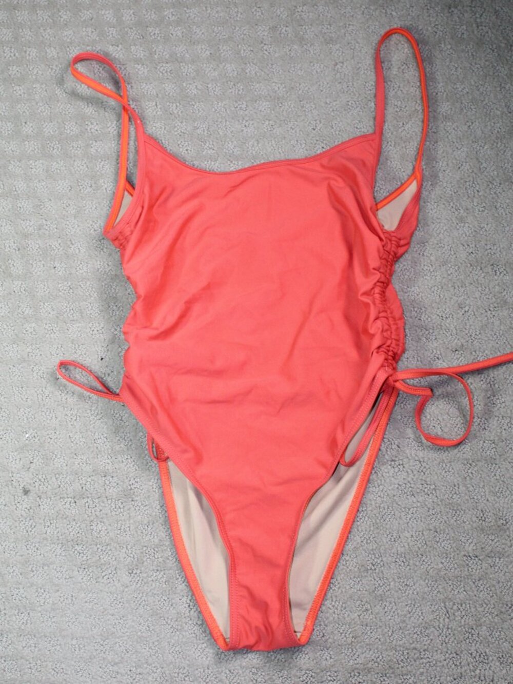 Gnash Swim Size 6 Solid Orange Ruched One-Piece Swimsuit